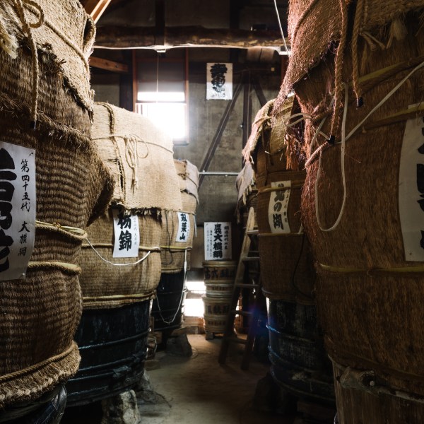 Rice vinegar barrels in Japan